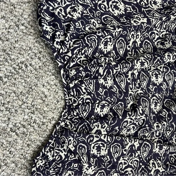 NWT blue white print gauzy cotton balloon sleeve oversized cropped blouse top S - Picture 6 of 13